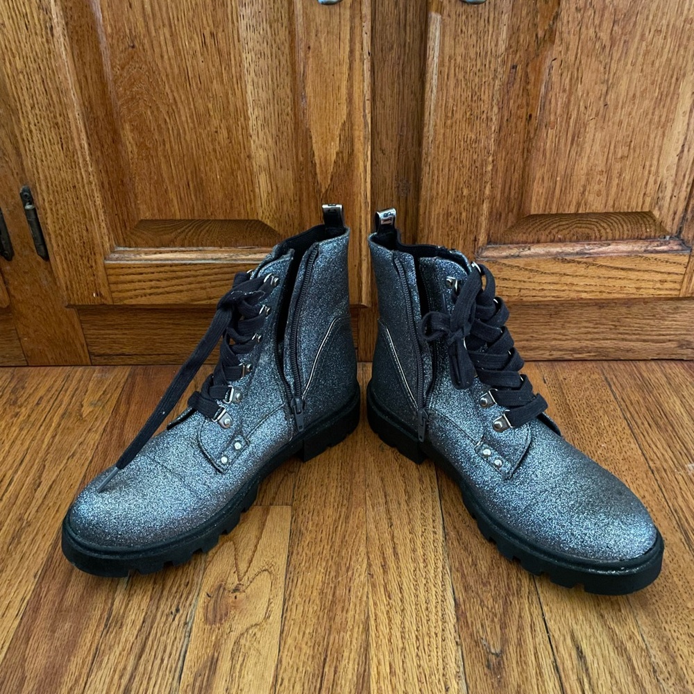 Justice Silver Glitter Ankle Boots